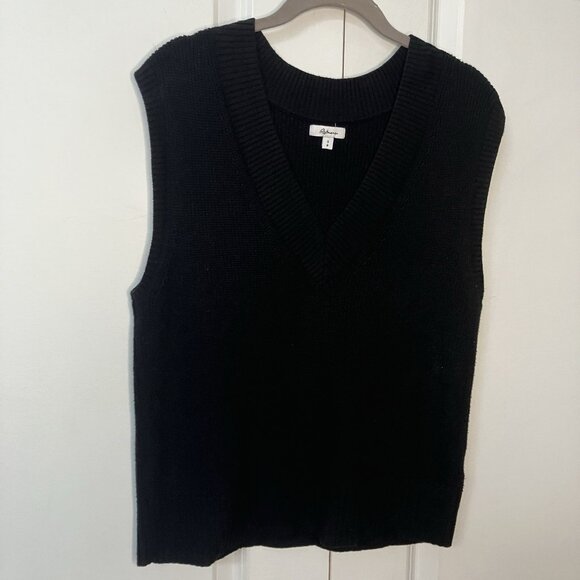 Reitmans Black Sweater Vest Womens S Oversized V-neck Ribbed Academia Preppy - Picture 1 of 8